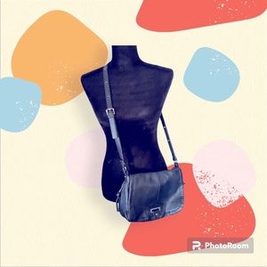 Perlina black leather crossbody